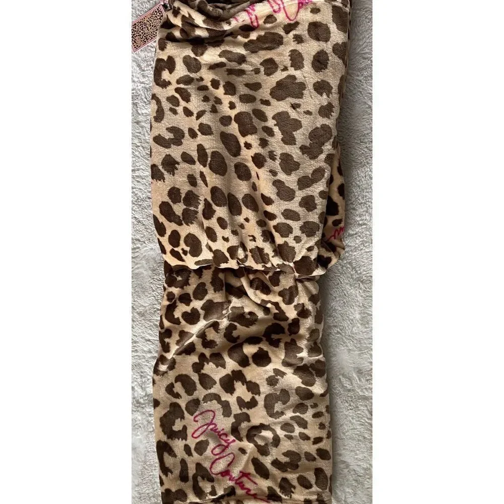 Juicy Couture Leopard And Logo Super Soft Blanket Queen Size 90”‎ X 90” NEW